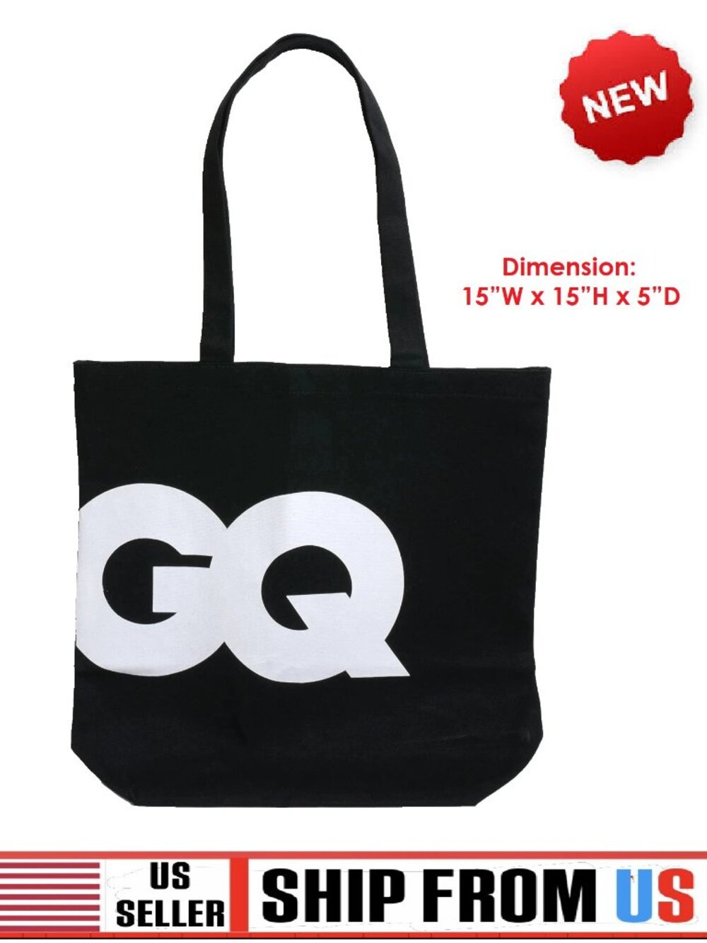 New GQ Magazine Unisex Cotton Canvas Classic Casual Black White Logoed Tote Bag